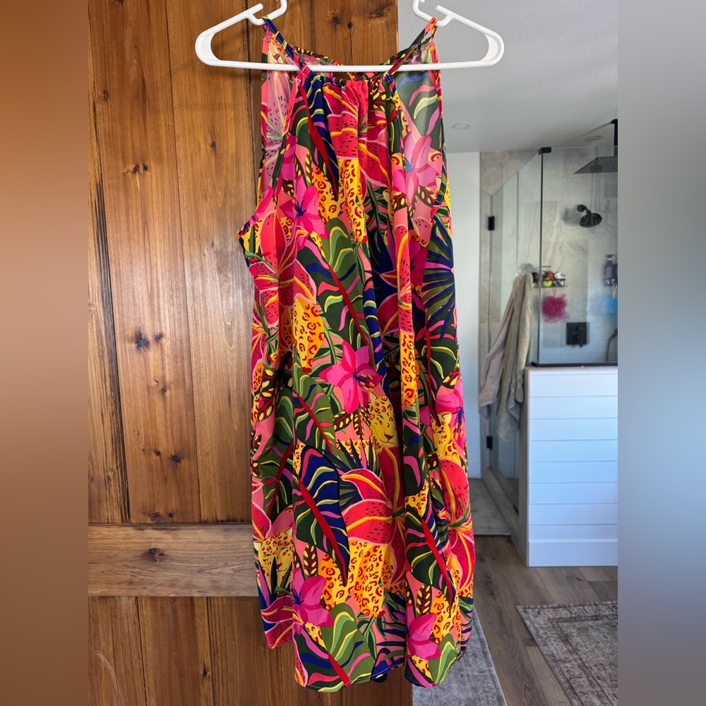 SHEIN Vibrant Tropical Print Mini Dress